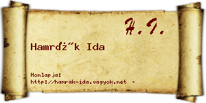 Hamrák Ida névjegykártya